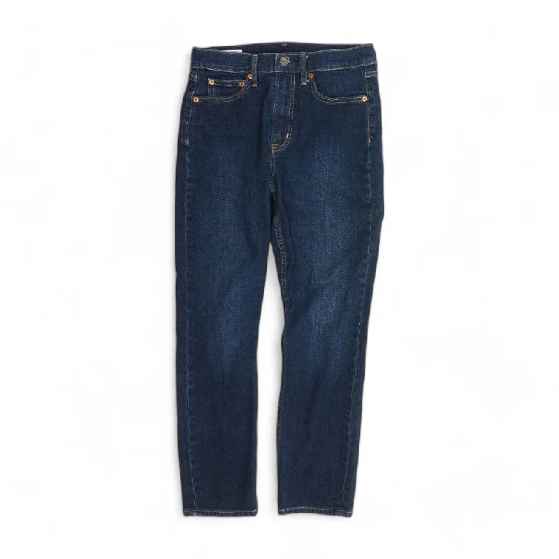 Blue Solid High Rise Slim Leg Jeans