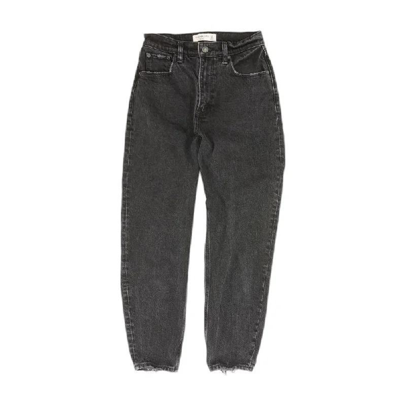 Black Solid Mom Slim Leg Jeans