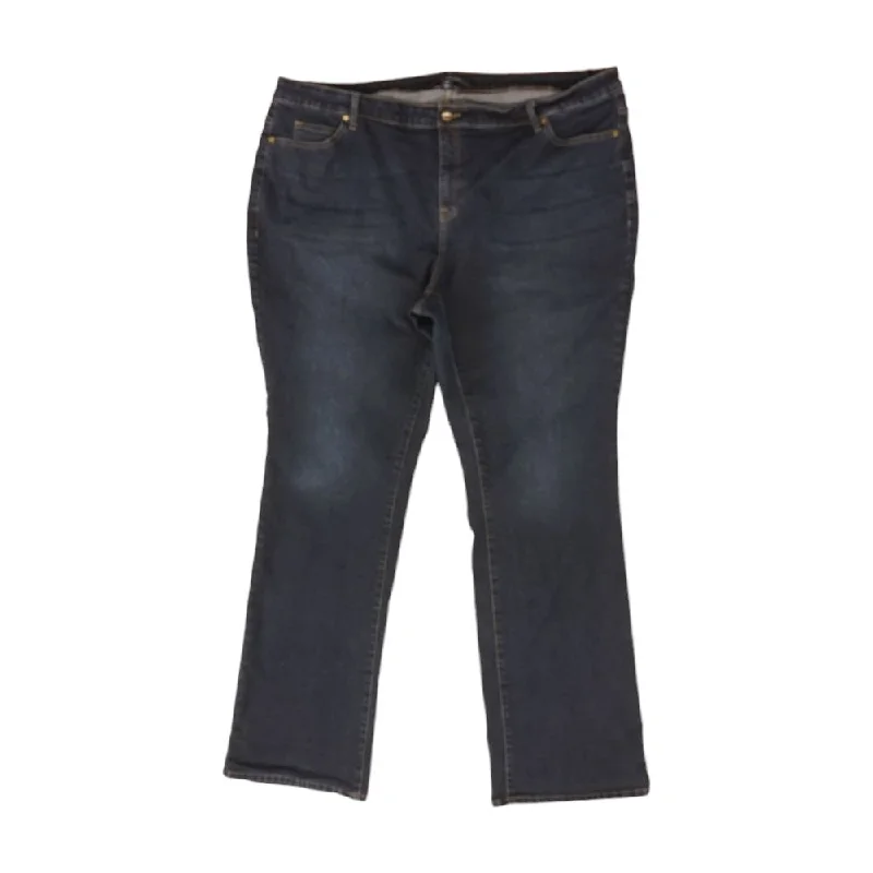 Navy Solid High Rise Straight Leg Jeans