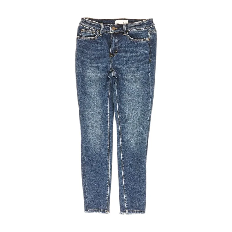 Blue Solid Low Rise Slim Leg Jeans