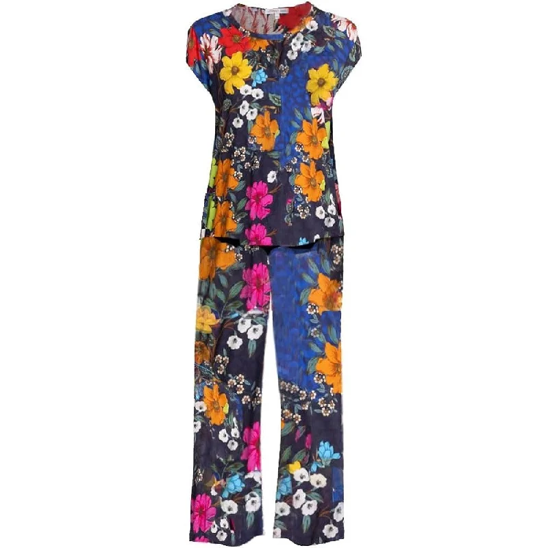 Johnny Was Women Archimal Cap Sleeve Crop Pajama Set Multicolor