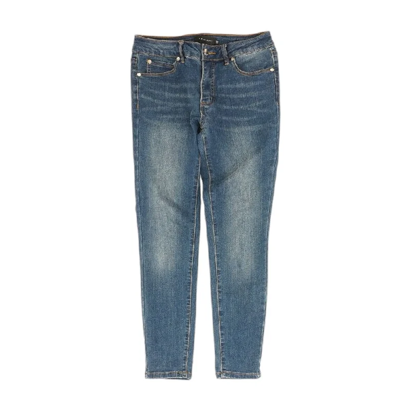 Blue Solid Mid Rise Skinny Leg Jeans