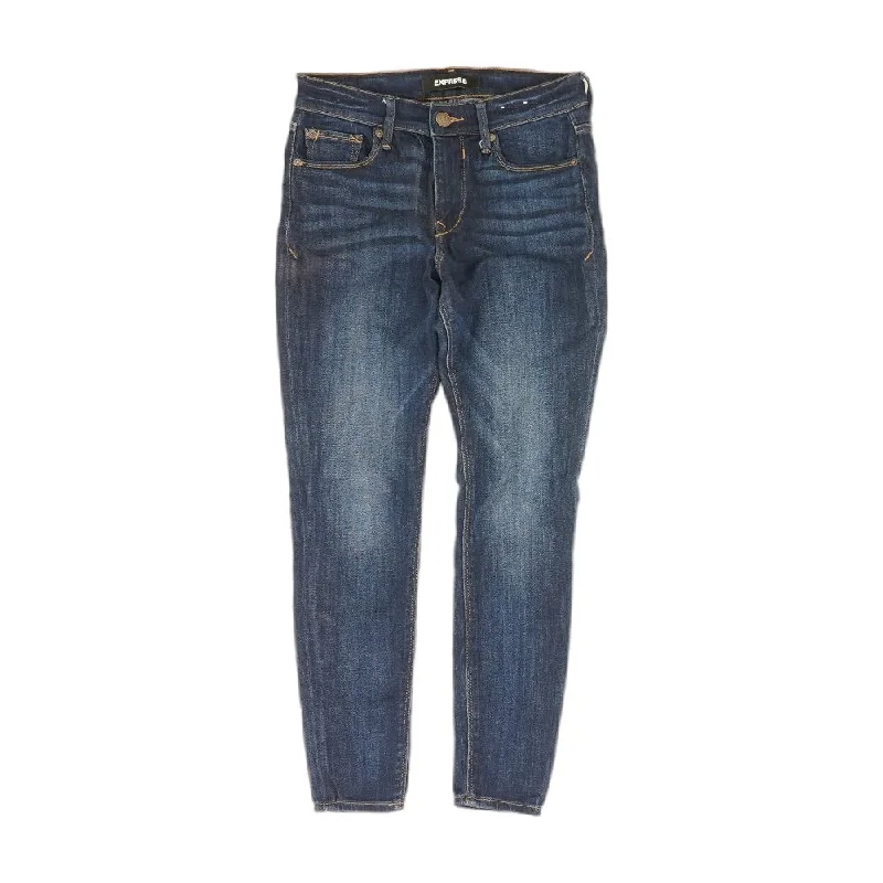 Indigo Solid Mid Rise Skinny Leg Jeans