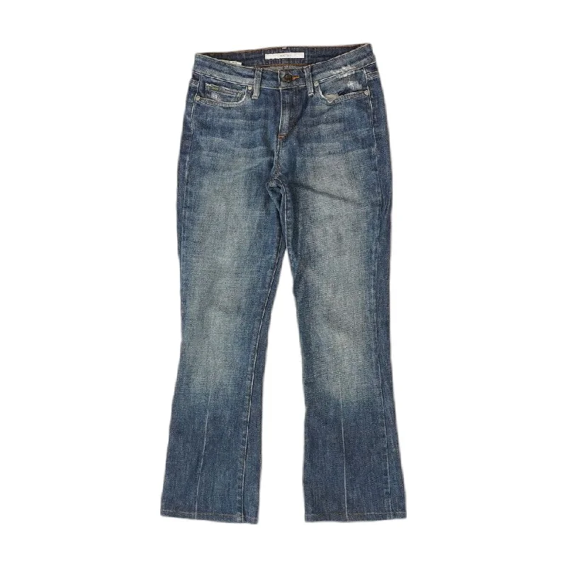 Blue Solid High Rise Straight Leg Jeans