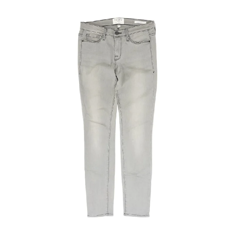 Gray Solid Low Rise Skinny Leg Jeans