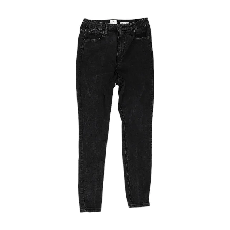 Black Solid High Rise Skinny Leg Jeans