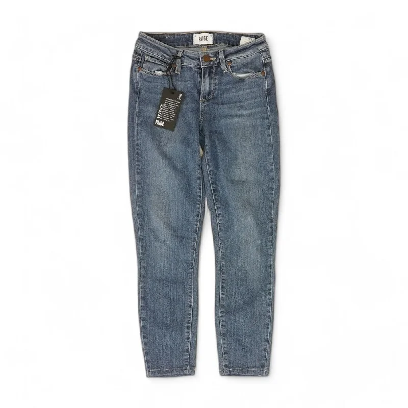 Blue Solid High Rise Straight Leg Jeans