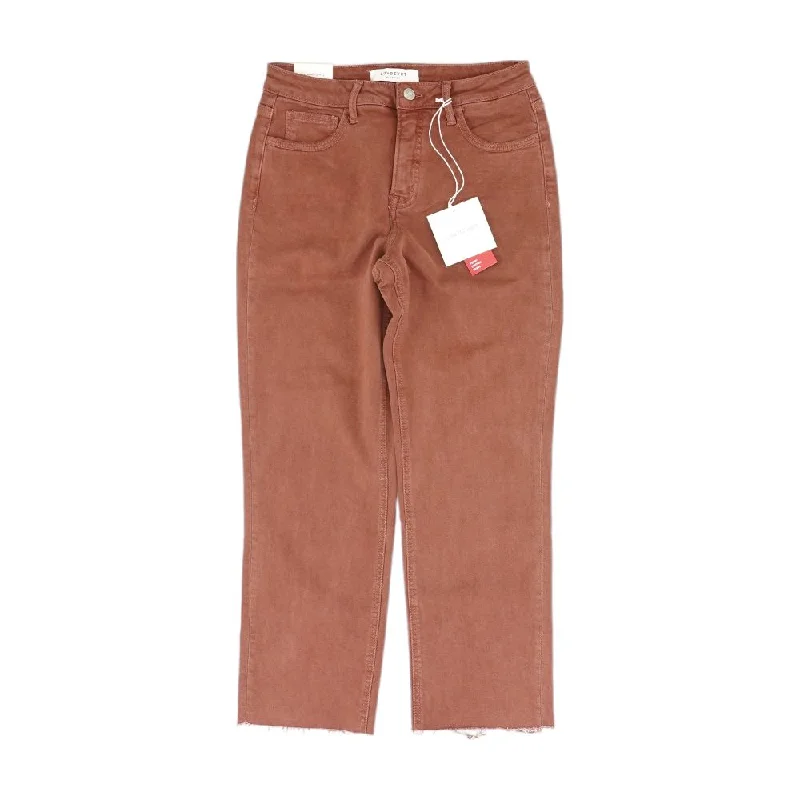 Mauve Solid High Rise Straight Leg Jeans