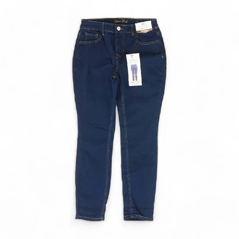 Blue Solid Mid Rise Skinny Leg Jeans