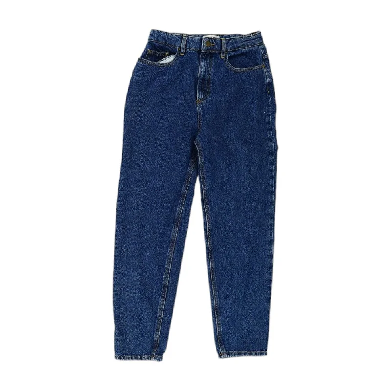 Blue Solid High Rise Regular Jeans