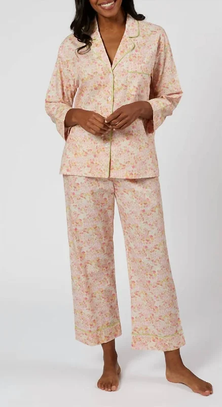 2 Piece Flora Pajama Set In Pink Floral