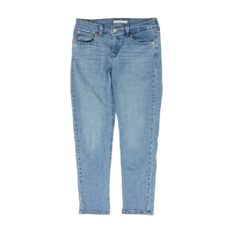 Blue Solid Boyfriend Jeans