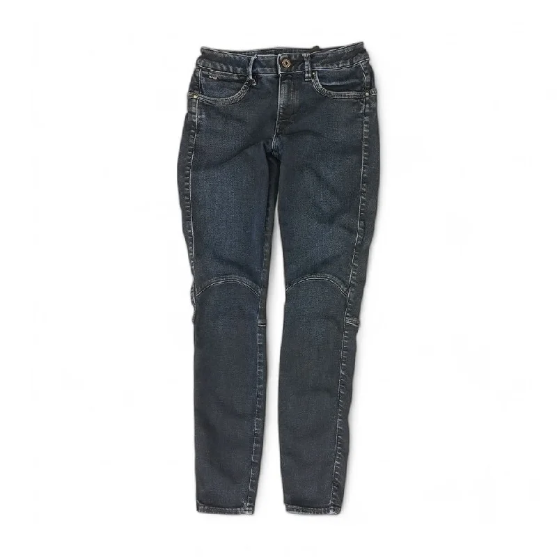 Blue Solid Mid Rise Skinny Leg Jeans