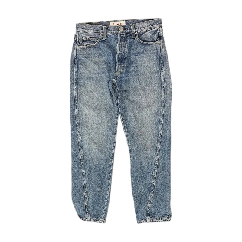 Blue Solid High Rise Regular Jeans