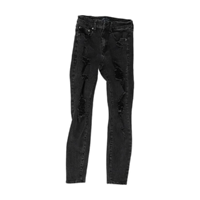 Black Solid High Rise Skinny Leg Jeans