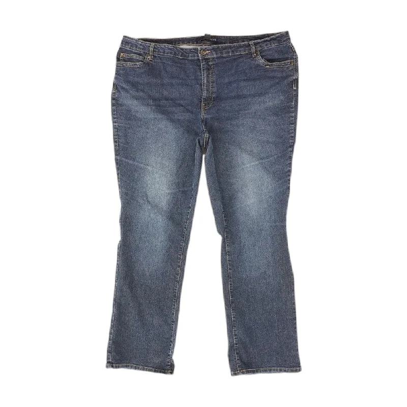 Blue Solid High Rise Straight Leg Jeans