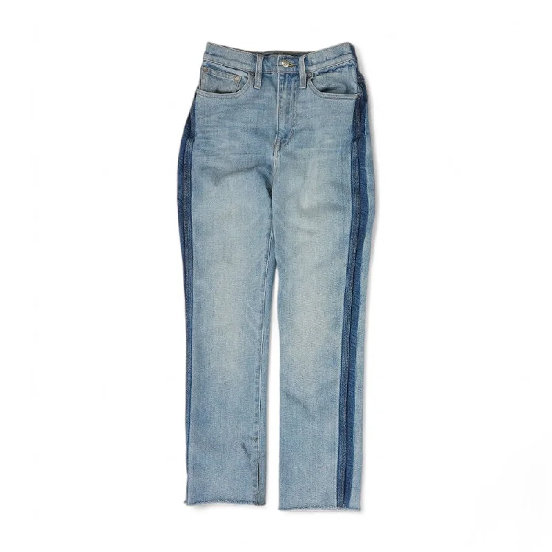 Blue Solid Straight Leg Jeans