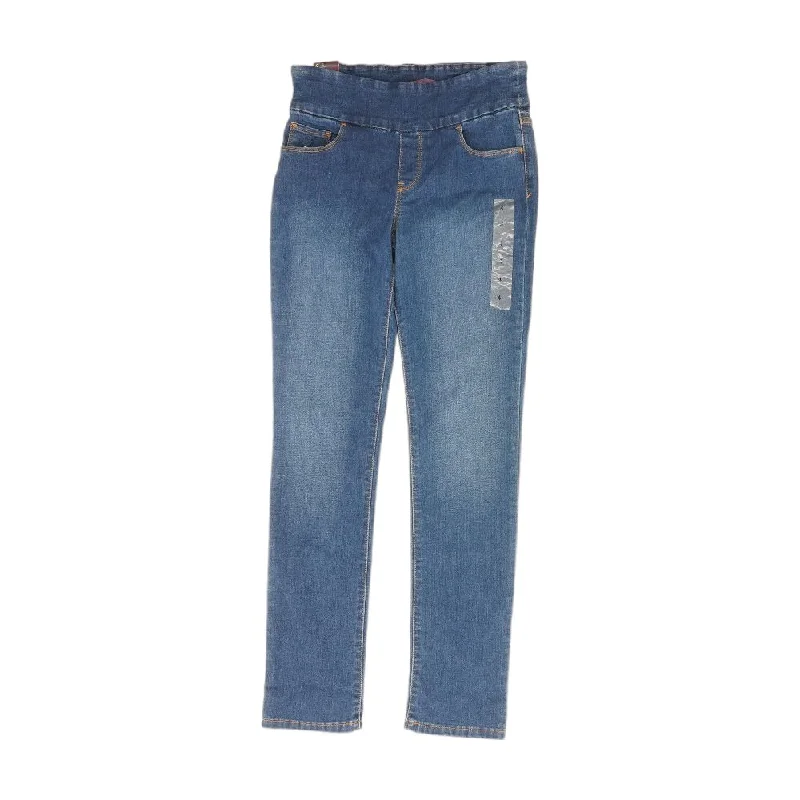 Blue Solid High Rise Slim Leg Jeans