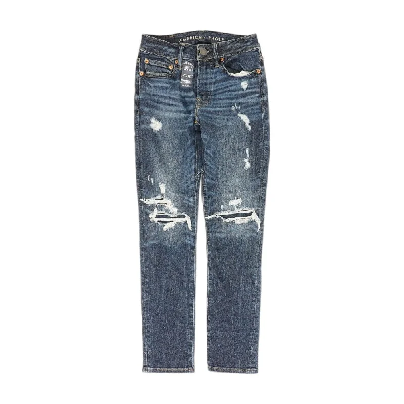 Blue Solid Slim Leg Jeans