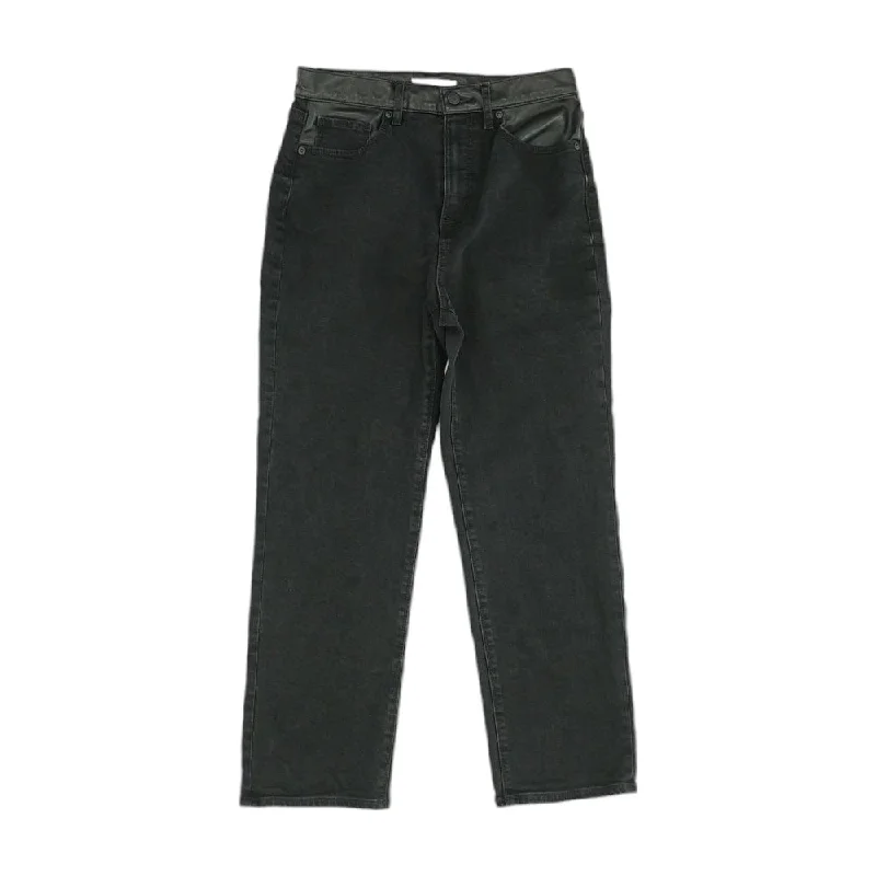 Black Solid High Rise Straight Leg Jeans