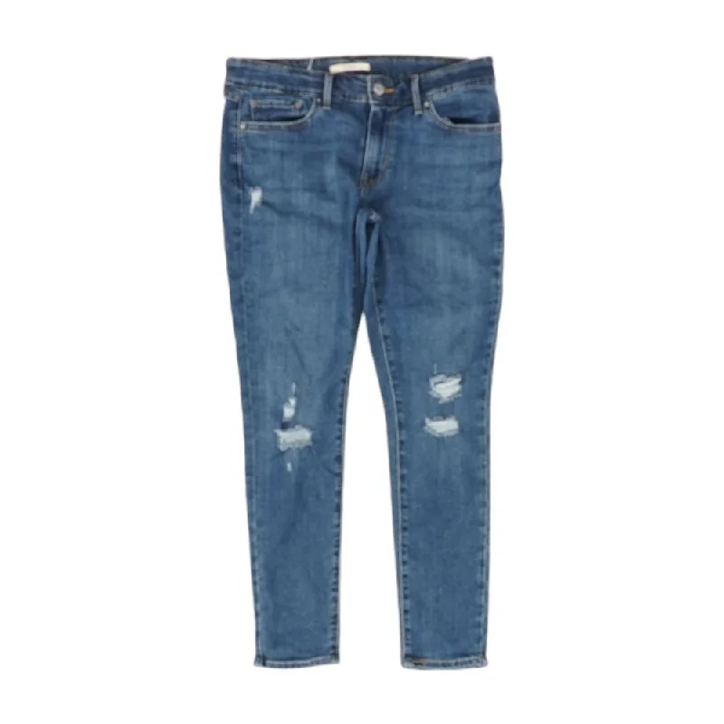 711 Blue Solid Skinny Leg Jeans