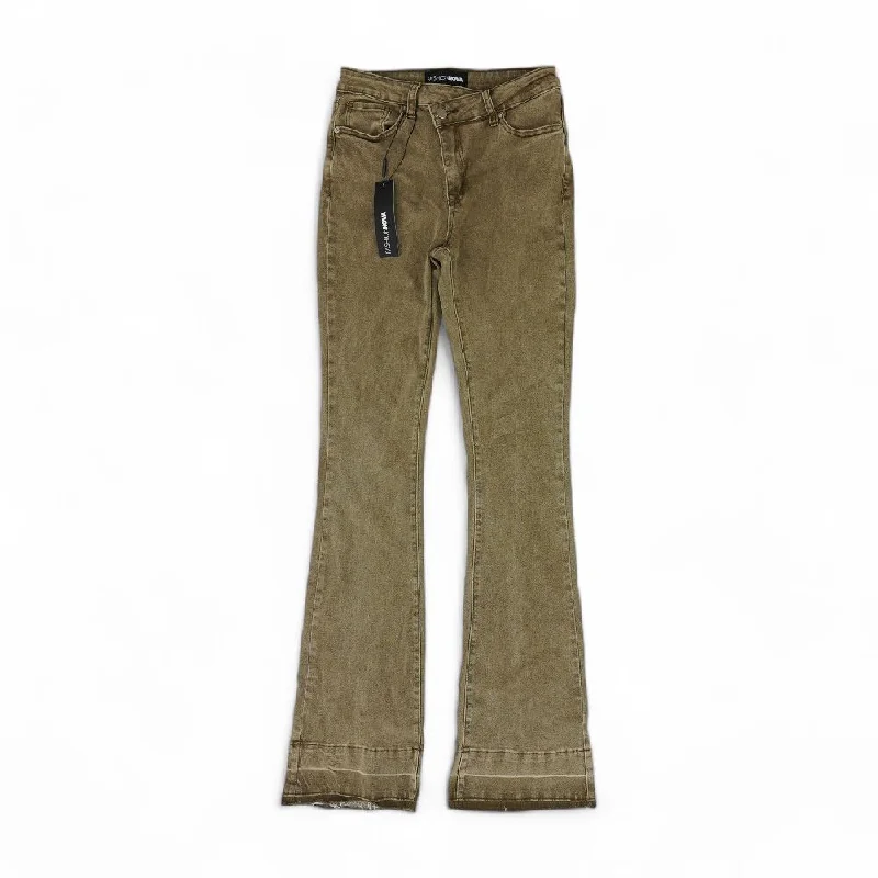 Olive Solid High Rise Bootcut Jeans