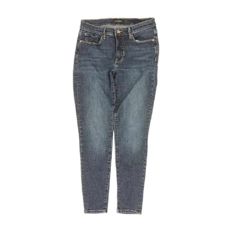 Blue Solid Mid Rise Skinny Leg Jeans