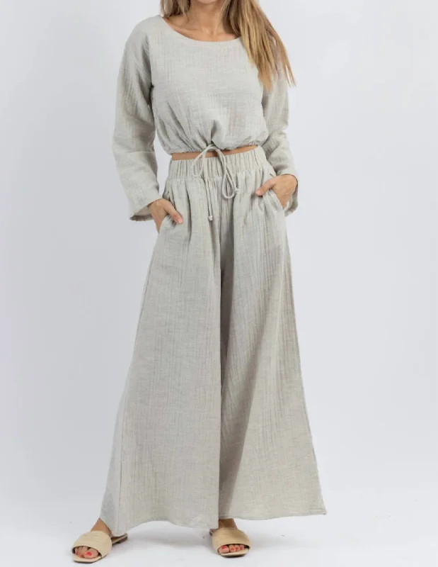 Summer Breeze Linen Grey Pant Set