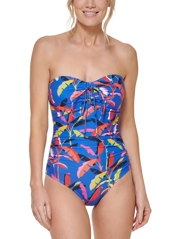 Womens Ruched Gathered One-Piece Swimsuit