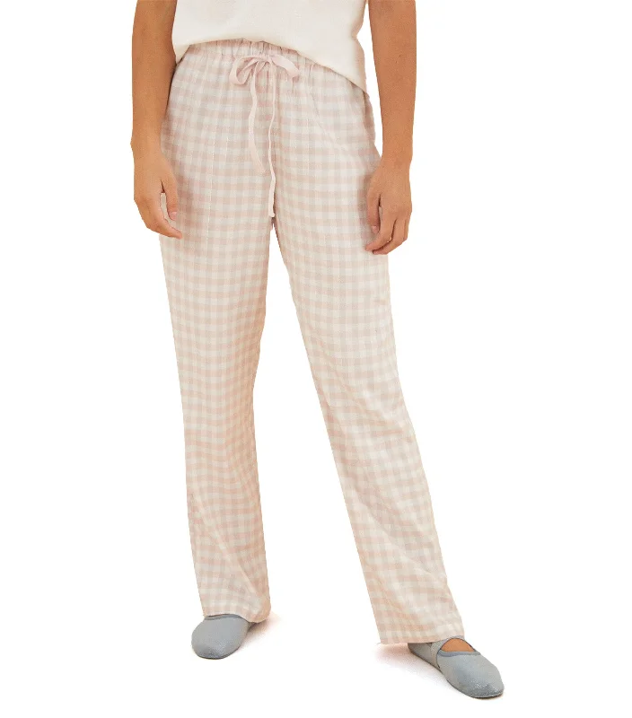 Long Checked Trousers White