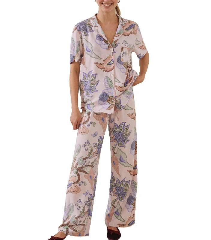 Classic Long Printed Pajamas Set Pink