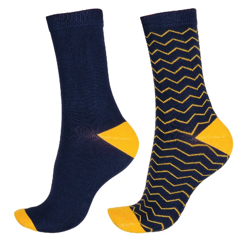 Pretty Polly Bamboo Knit Socks - Zig Zag Patterned 2 Pair Pack