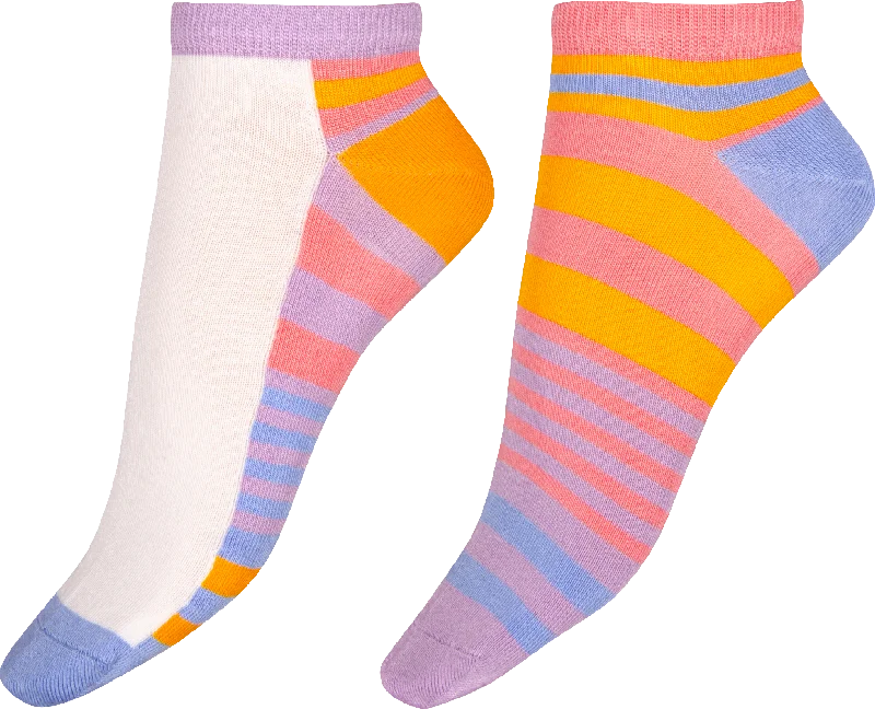 Pretty Polly Bright Stripe Bamboo Knit Trainer Liners Socks - 2 Pair Pack