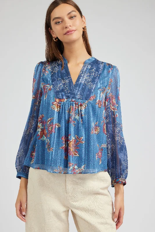 Floral Mandarin Collar Blouse