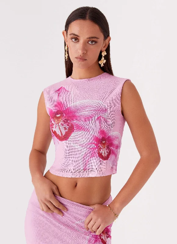 Waiting for Dawn Mesh Top - Pink Magnolia