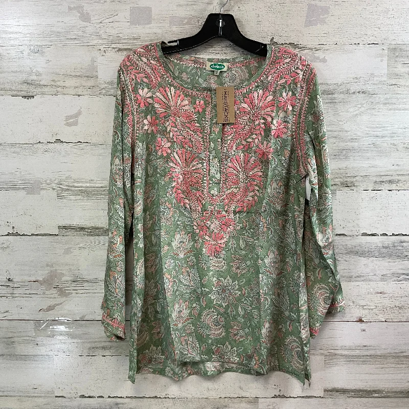 Top Long Sleeve By DOLMA In Green, Size: M