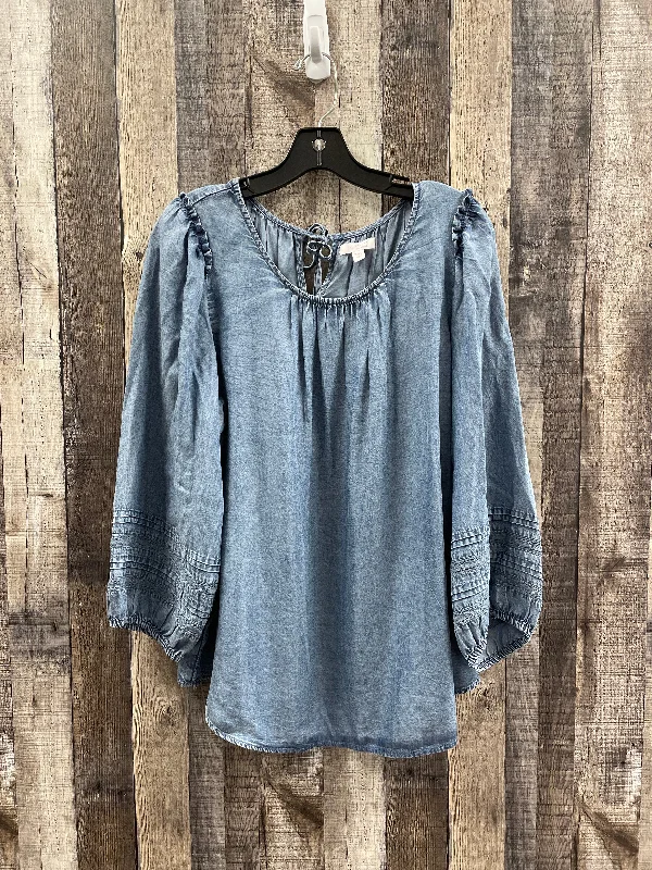 Top Long Sleeve By Lc Lauren Conrad In Blue, Size: Xxl