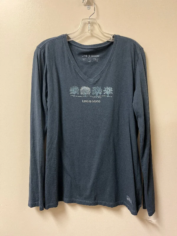 Top Long Sleeve By Life Is Good In Blue, Size: L