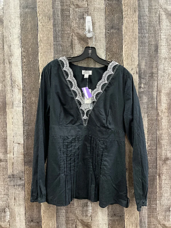 Top Long Sleeve By Loft In Black, Size: L