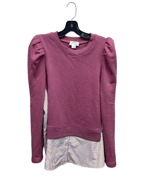 Top Long Sleeve By Maeve In Pink & Tan, Size: M