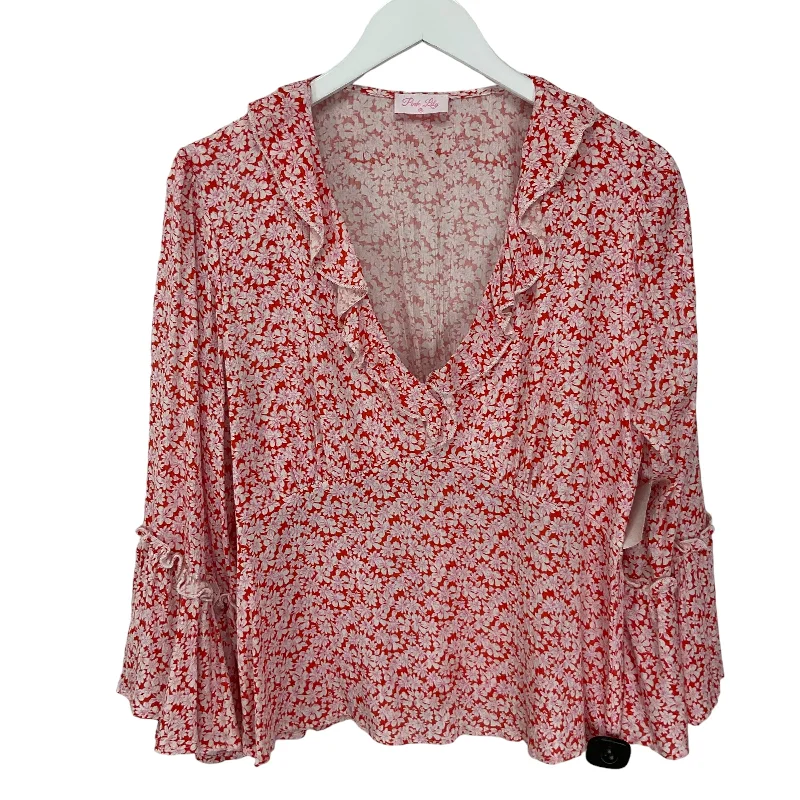 Top Long Sleeve By Pink Lily In Orange, Size: M