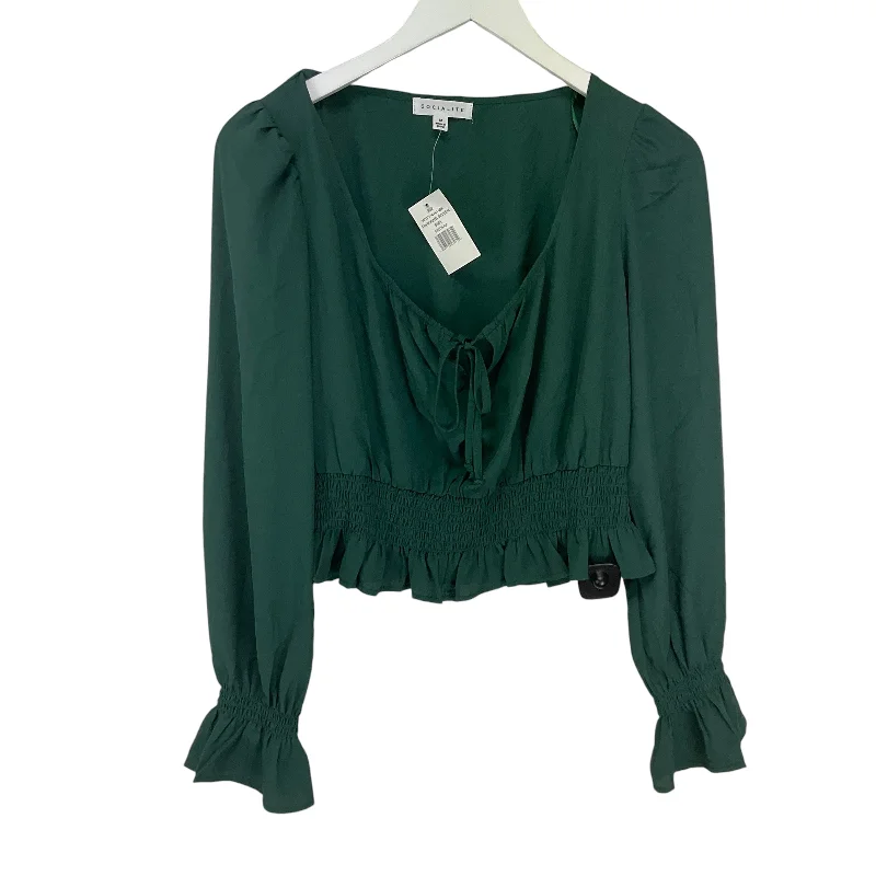 Top Long Sleeve By Socialite In Green, Size: M