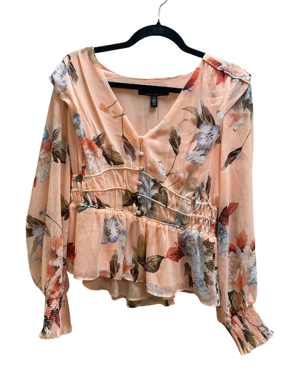 Top Long Sleeve By White House Black Market In Floral Print, Size: S